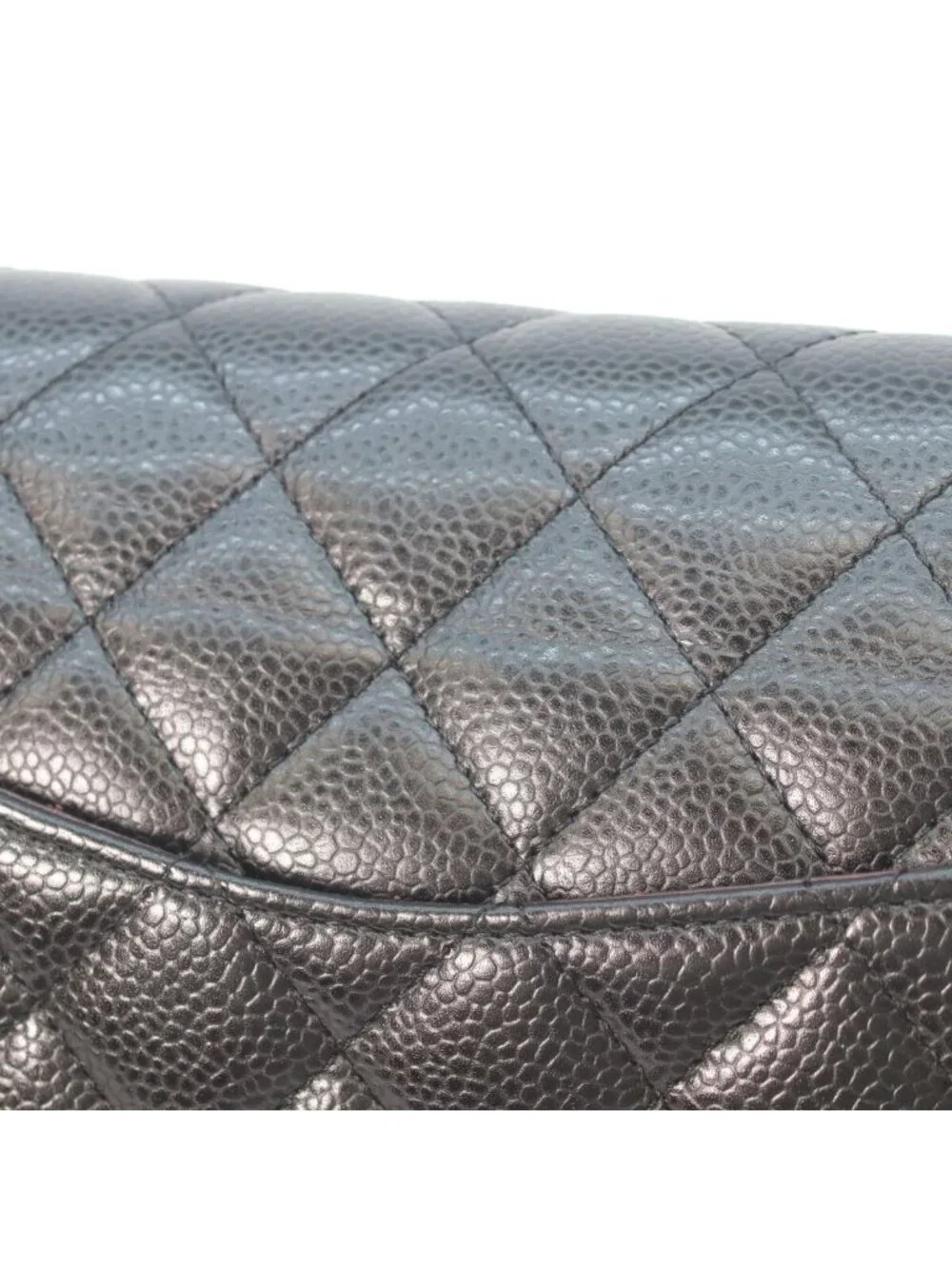 Chanel Black Caviar Silver Double Flap Bag Quilted 25